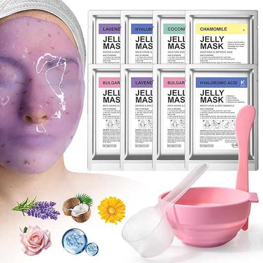 Jelly Masks For Facials Professional, Peel Off Jelly Face Mask Skincare, Jelly Mask Powder for Facials Mask Mixing Bowl Set, Hydrojelly Mask Kit for Hydrating, Nourishing Soothing