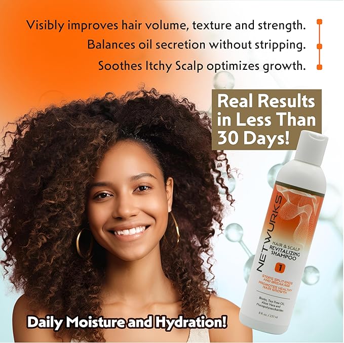 Regrowth Hair & Scalp Revitalizing Shampoo with Biotin, Aloe, Tea Tree Oil & Mucopolysaccharides (sugar polymer) for Split Ends & Breakage, 8 oz.