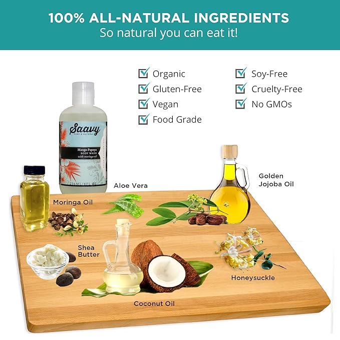 Saavy Naturals Bay Rum and Hemp Body Wash for Women and Men, Luxurious, Rich and Creamy Gel Shower, Natural Scented Body Wash, Vegan and Gluten Free Hemp Body Soap, 8 Oz, 2 Pack