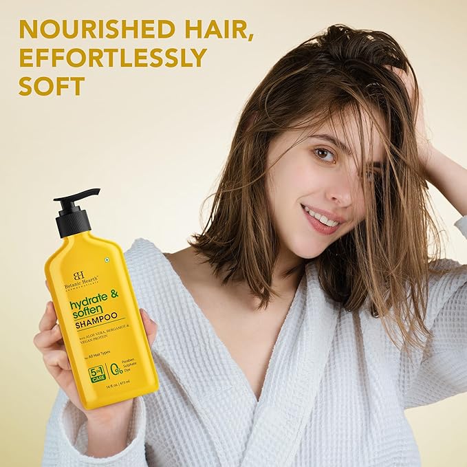 Botanic Hearth Aloe Vera Shampoo Infused With Bergamot & Vegan Protein | Clarifying Shampoo To Hydrate, Soften & Strengthen Hair | Paraben & Sulfate Free | For All Hair Types, 16 Fl Oz