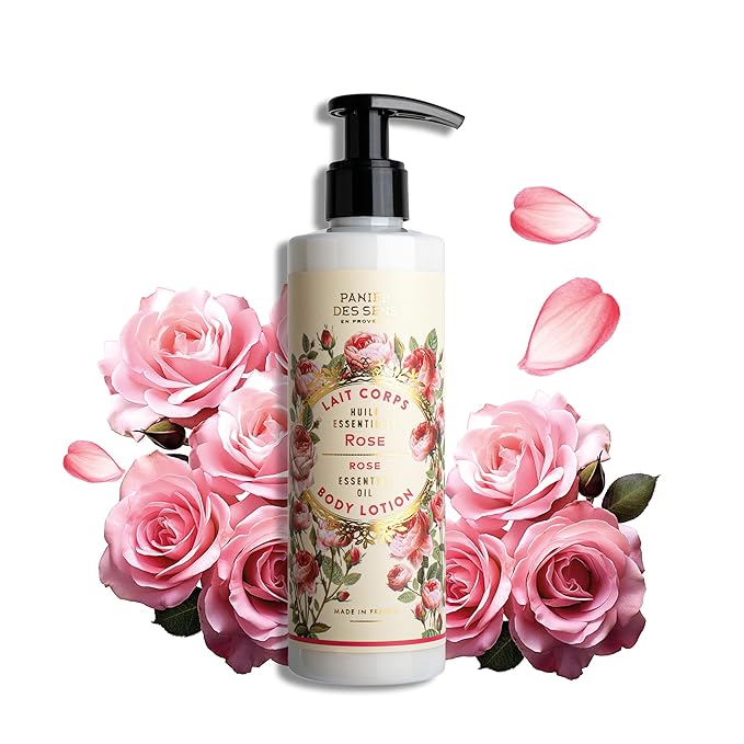 Panier des Sens – Rose Hand & Body Lotion for Dry Skin - Hydrating Body Cream for Women - Nourishing Fluid Body Moisturizer Shea Butter & Olive Oil - 97% Natural Ingredients Body Care - 8.45 Floz