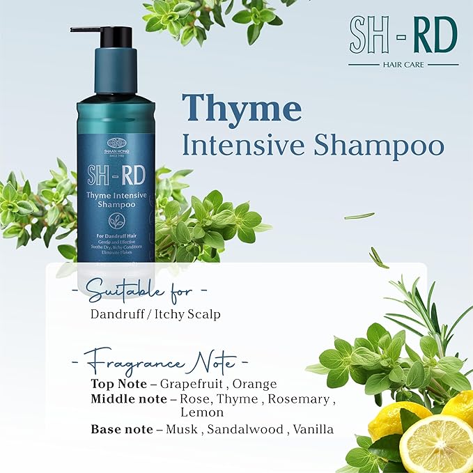 SH-RD Thyme Intensive Shampoo for Itchy Scalp and Dandruff Relief | 1% Zinc Pyrithione Added | Soothing, Rebalancing Scalp Condition - 3.38oz/100ml