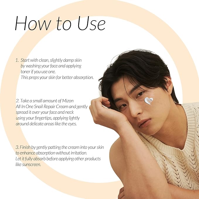 MIZON All-in-One Snail Repair Cream – Korean Face Moisturizer with Snail Mucin & 12 Natural Extracts – Hydrating & Nourishing Cream for Fine Lines, Wrinkles & Blemish Care – (2.54 fl oz)