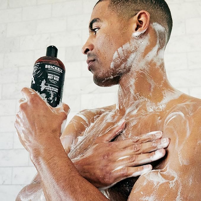 Brickell Men's Invigorating Body Wash for Men, Natural and Organic Deep Cleaning Shower Gel with Aloe, Glycerin, and Jojoba, Sulfate Free, Scented (Tropical Teakwood, 16 oz)
