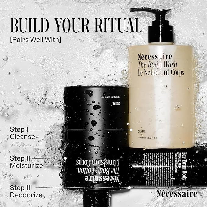 Nécessaire The Body Wash Santal - Natural Body Wash for Women & Men, Therapeutic Shower Gel with Epsom Salt + Minerals. Gel Cleanse, 8.4 fl oz.