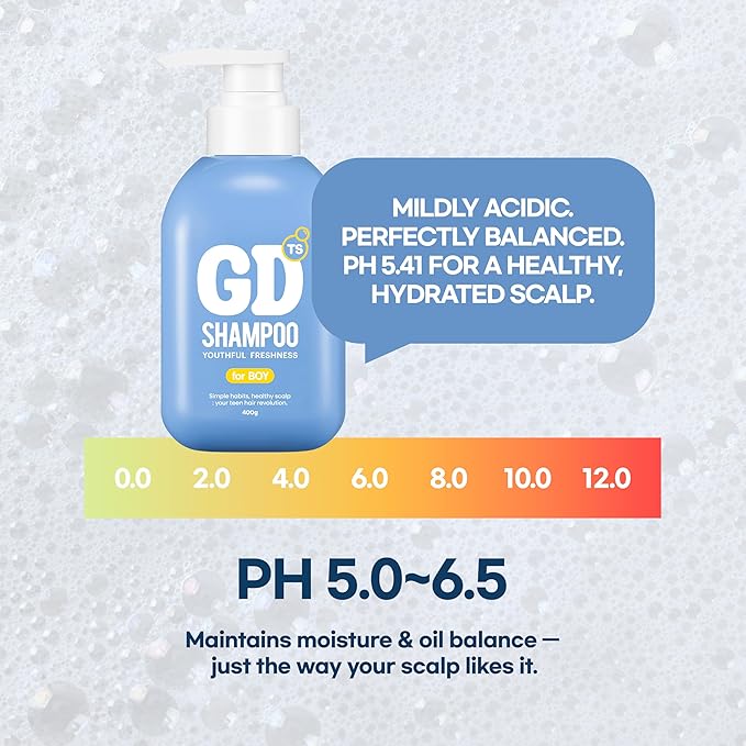TS GD Shampoo for Teens | Korean Anti-Dandruff for Oily & Itchy Scalp | Fruity Allergy-Free Scent | Sulfate-Free Gentle Hair Care (14.1 Oz) (GD Shampoo for boy)