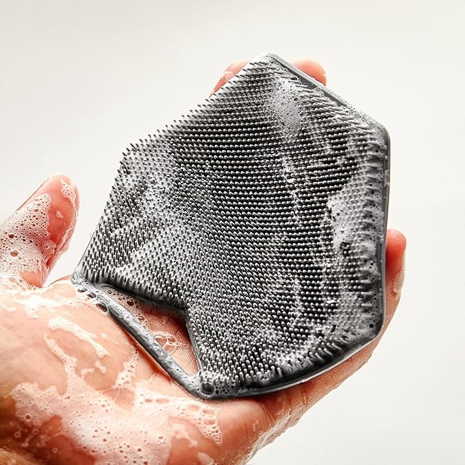 TOOLETRIES Body Scrubber - Silicone Exfoliating Scrubber - Bathroom & Shower Accessories for Men, Travel Essentials for Men - Durable & Long Lasting - Grey