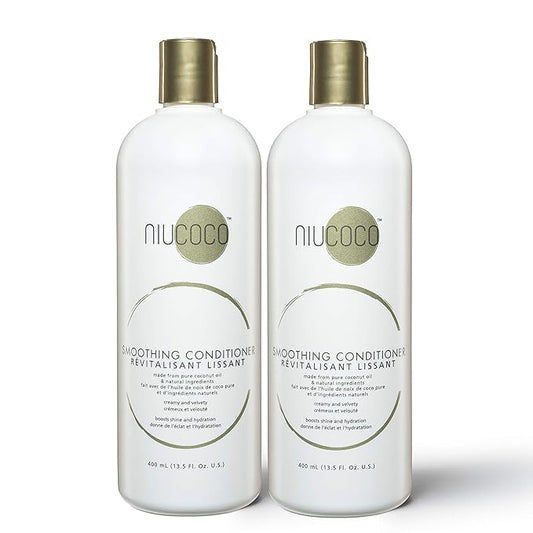 Natural Coconut Oil Smoothing Conditioner (400ml - 2 Pack) | Chemical Free, Hydrating, Moisturizing Formula for Dry, Damaged, Hair | Safe on Color Treated Hair | Professional Salon Quality