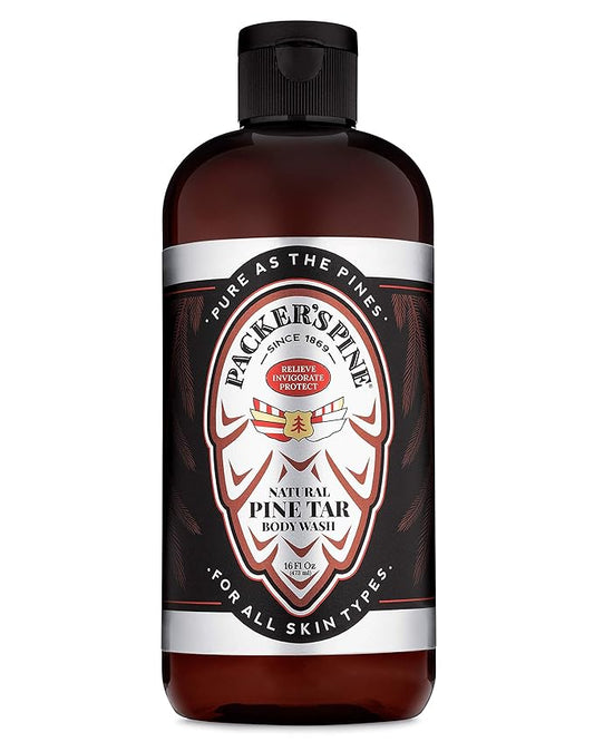 Packer's Pine Tar Body Wash | Soothing Mens Shower Gel For Psoriasis Relief | Made With Natural Pine Tar and Pine Oils | Paraben & Sulfate-Free, 16 fl oz