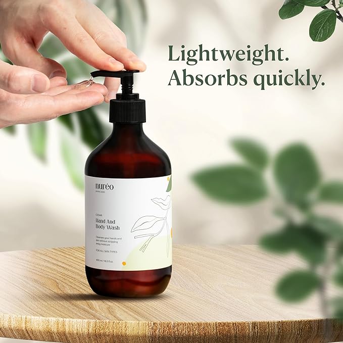 Peppermint & Cedarwood Body Wash – Natural Moisturizing Hand & Body Wash with Betaine & Fruit Extract, Vegan & COSMOS Certified, Hydrating Shower Gel for Men & Women (490ml)