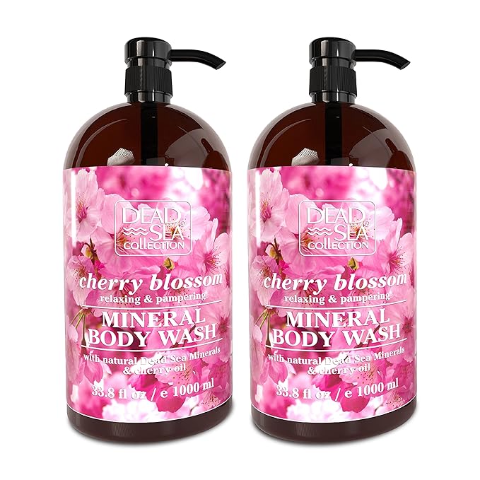 Dead Sea Collection Cherry Body Wash for Women and Men – Bitter Cherry Oil & Dead Sea Minerals – Moisturizing Shower Gel for Dry & Sensitive Skin – Pack of 2 (67.6 fl oz)