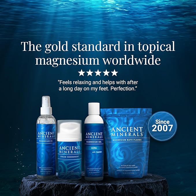 Ancient Minerals Magnesium Lotion – Zechstein Magnesium Chloride Cream with Shea Butter, Organic Oils & Hyaluronic Acid for Skin Hydration, Non-Greasy Body Lotion, 5oz