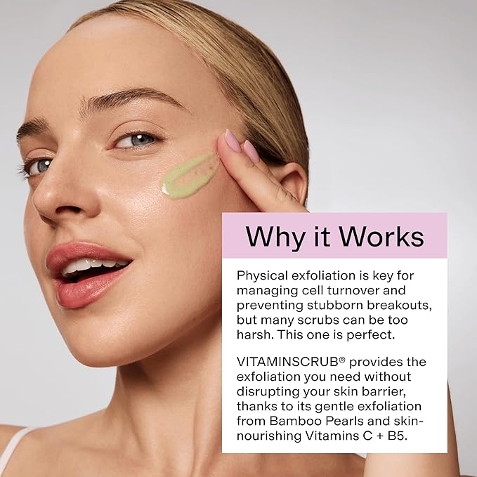 CLEARSTEM - VITAMINSCRUB - Antioxidant-Infused Scrub Cleanser - Exfoliating Face Wash + Body Scrub - Vitamin C, Hemp, Bamboo - Skin Care Products - Gluten Free, Cruelty Free - 6 fl oz / 177ml