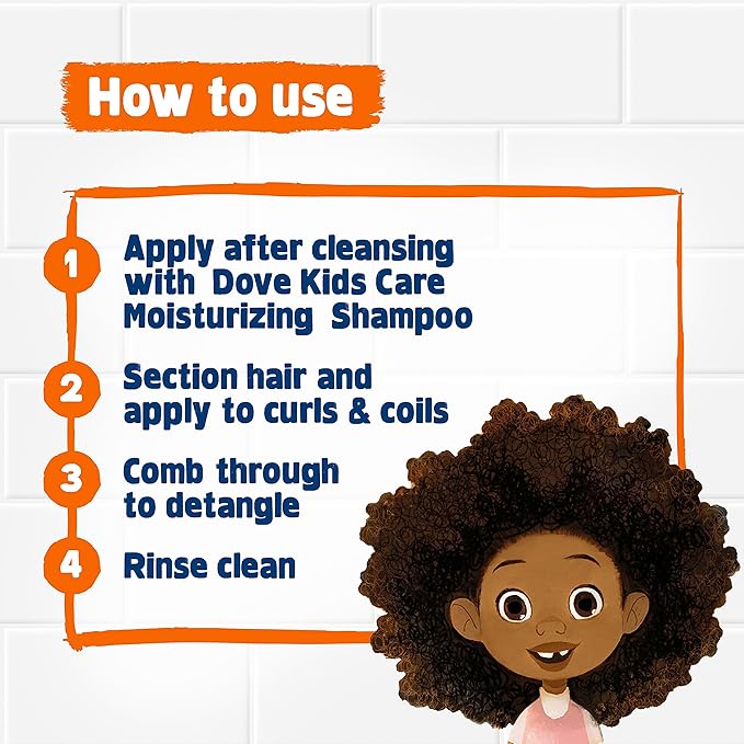 Dove Shampoo and Conditioner Set + Detangler Spray for Kids - Kids Hair Love Collection, Shampoo and Conditioner, Curly and Wavy Hair Products (3 Piece Set)