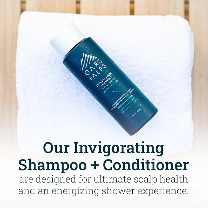 Oars + Alps Men's Sulfate Free Hair Shampoo and Conditioner Set, Infused with Witch Hazel & Tea Tree Oil, Clarifying & Refreshing, Alpine Tea Tree Scent, 2 Pack, 12 Fl Oz Each