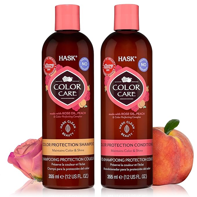 HASK Color Care Shampoo + Conditioner Set for Color-Treated Hair | Sulfate-Free, Paraben-Free, Gluten-Free, Vegan, Cruelty-Free, Color Safe