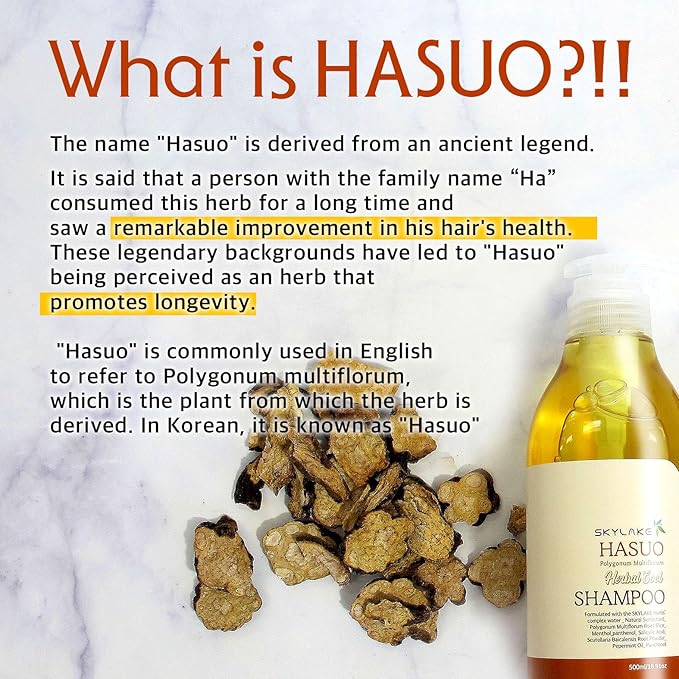 Skylake Hasuo Herbal Cool Shampoo with Fallopia Multiflora and Peppermint – Refreshing, Cleansing, and Cooling for the Hair – Unisex Herbal Formula