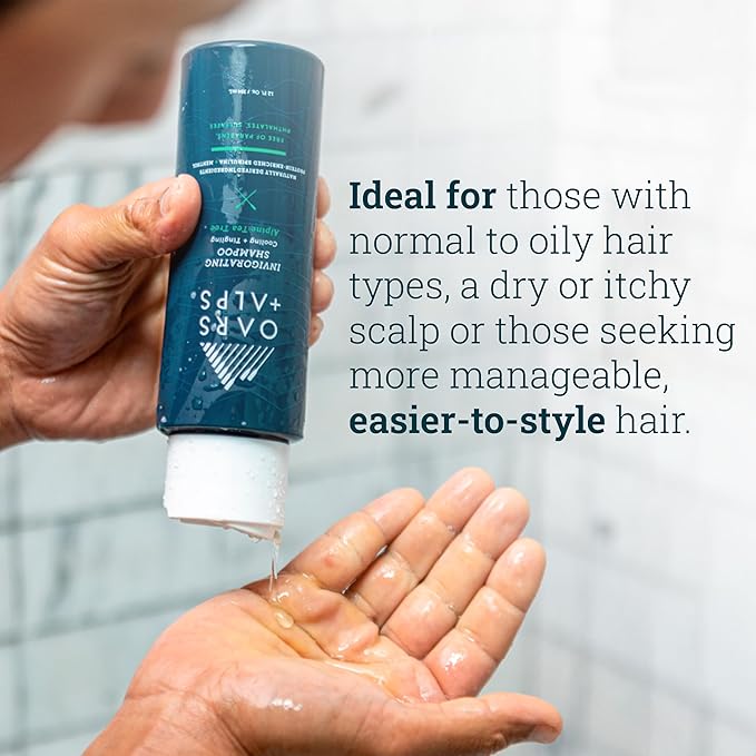 Oars + Alps Men's Sulfate Free Hair Shampoo and Conditioner Set, Infused with Witch Hazel & Tea Tree Oil, Clarifying & Refreshing, Alpine Tea Tree Scent, 2 Pack, 12 Fl Oz Each