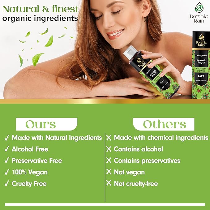 Ayurveda Unscented Body Oil After Shower, Moisturizing & Hydrating Natural Organic Fragrance Free For Women And Men, Ayurveda Products For Crepey Skin - 3.38 Fl Oz (1)