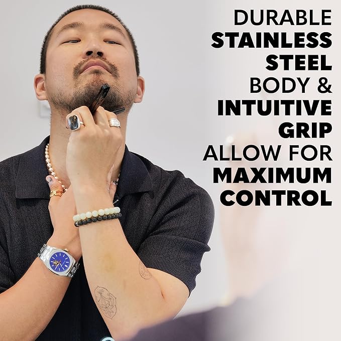 The Beard Club Men's Grooming Kit with Professional Cordless Electric Rechargeable Hair & Mustache/Beard Trimmer, Straight Edge Razor, Shampoo, Balm, Brush & Comb Gift Set