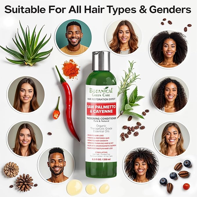 Saw Palmetto & Cayenne Conditioner, Thickening Conditioner for Thinning Hair, Hair Growth, Hair Strengthening