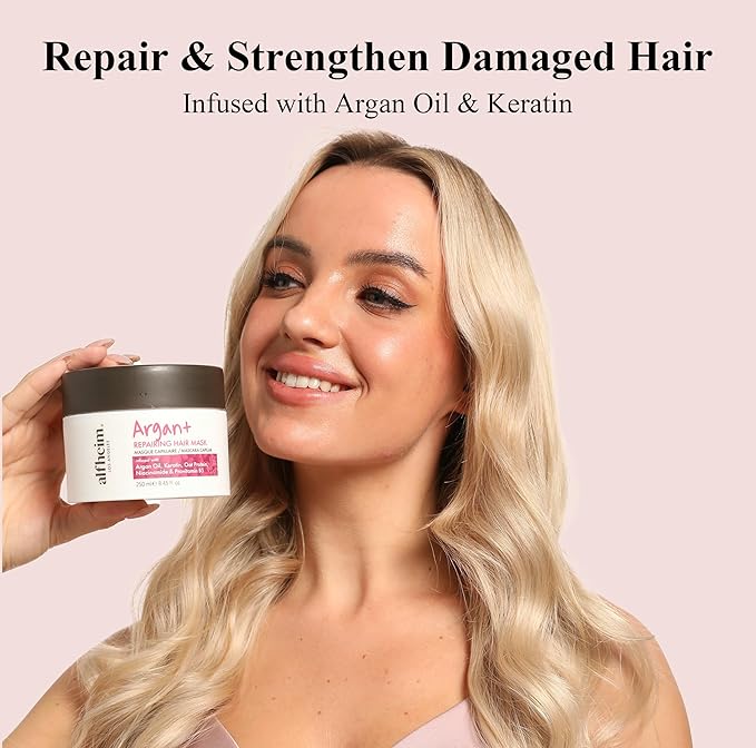 ALFHEIM Argan Repairing Hair Mask | Deep Nourishing & Moisturizing Treatment for Dry, Damaged Hair | Infused with Argan Oil, Keratin & Oat Protein | Anti-Frizz & Strengthening Formula | 8.45 oz