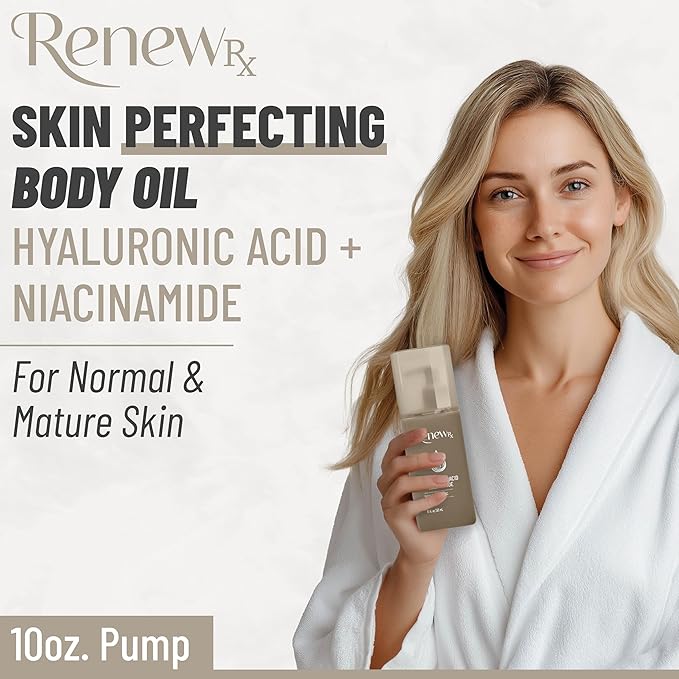 Hyaluronic Acid + Niacinamide Moisturizing Body Oil – Deep Hydration & Skin Care, Skin Perfecting Vegan Skincare, 10 fl oz
