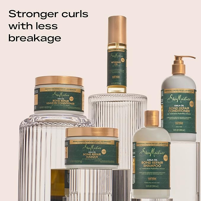 SheaMoisture Bond Repair Shampoo, Conditioner, Leave-In, & Oil 4 Pk Alma Oil to Strengthen Hair with Restorative HydroPlex Infusion