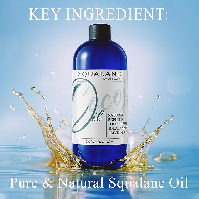 Dr Joe Lab Squalane Oil for Face - Squalane Moisturizer, Squalane Oil Organic, Squalane Body Oils, Natural Plant Derived From Olives - Refined Cold Pressed for Face Skin Hair - 32 Fl Oz