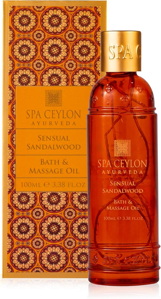 SPA CEYLON Sensual Sandalwood Bath & Massage Oil | Body Oil Massage | Professional | Oil for Massage Therapy
