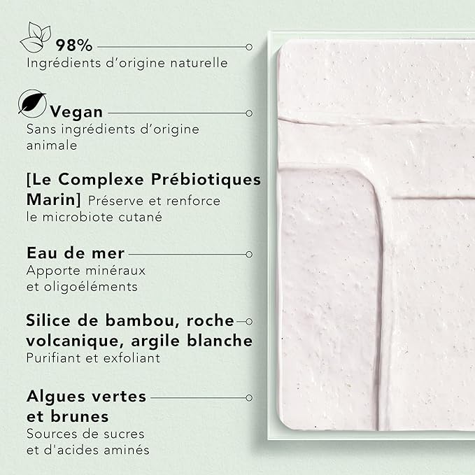 LIERAC DEMAQUILLANT The Scrub Mask - Exfoliating Face Wash with Marine Prebiotic Complex, Kaolin - Smoothing Facial Scrub for All Skin Types - 75 ml