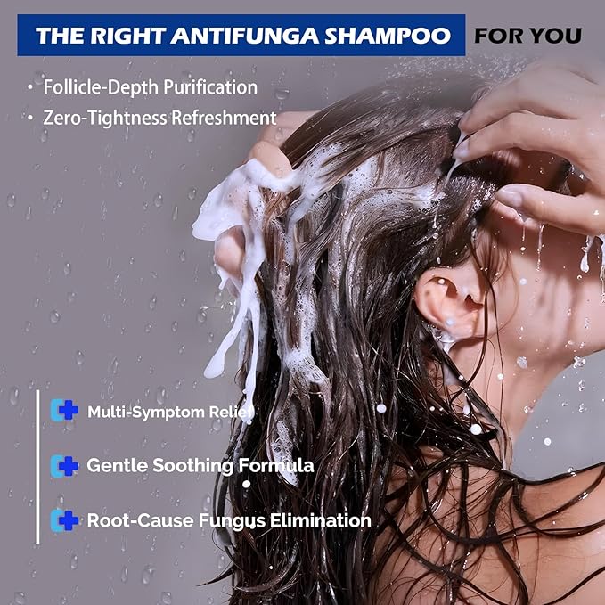 Antifungal Shampoo for Seborrheic Dermatitis, Folliculitis & Scalp Psoriasis, Anti-Dandruff Shampoo for Men & Women, Relieves Scalp Itching, Dryness, Sulfate & Paraben-Free, 10.1 Fl Oz
