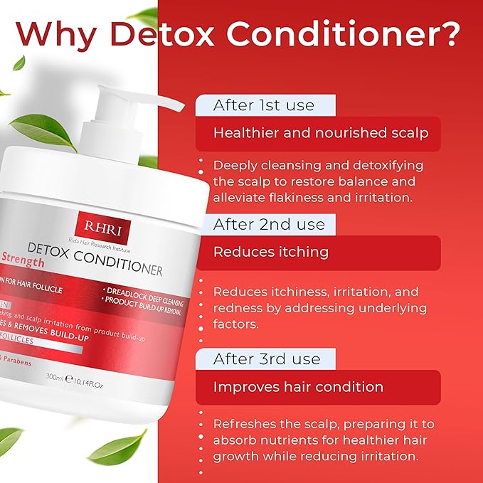 Detox Conditioner – Deep Cleansing Hair Conditioner for Damaged Dry Hair | Heavy Metal Detox & Build-Up Removal | Nourishing Scalp Care, Sulfate-Free Formula – 300ml