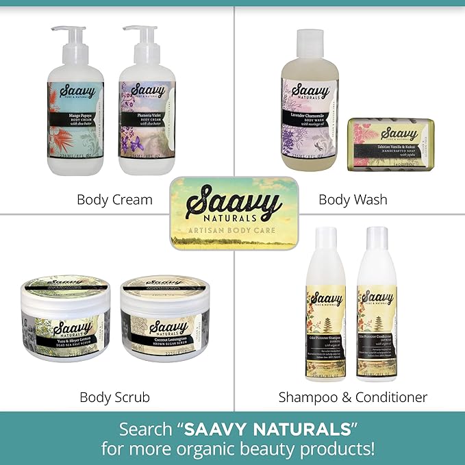 Saavy Naturals Bay Rum and Hemp Body Wash for Women and Men, Luxurious, Rich and Creamy Gel Shower, Natural Scented Body Wash, Vegan and Gluten Free Hemp Body Soap, 8 Oz, 2 Pack