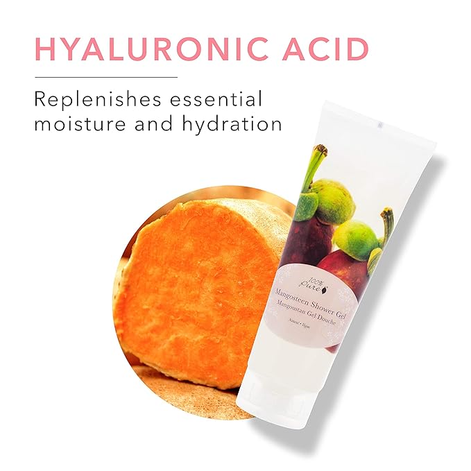 100% PURE Mangosteen Shower Gel Natural Foaming & Hydrating Body Wash - Deeply Moisturizing Gentle Soap Cleanser for All Skin Types, Even Sensitive - Gluten-Free - 8 Fl Oz