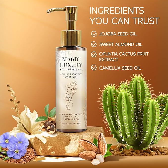 Beaque Magic Body Firming Oil, 3.38 FL OZ, Korean Skin Care Post-Shower Body Oil for Women – With Jojoba Oil,to Tighten, Hydrate & Nourish Dry Skin, Lightweight & Non-Greasy for Full Body Use