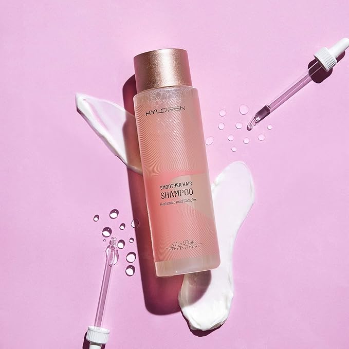 HYLOREN Smoother Hair Shampoo with Hyaluronic Acid for hair, All Hair Types, Color & Chemically Treated Hair, SLS/SLES Free, Hydrating Shampoo, Smoothing Anti Frizz Shampoo 500ml