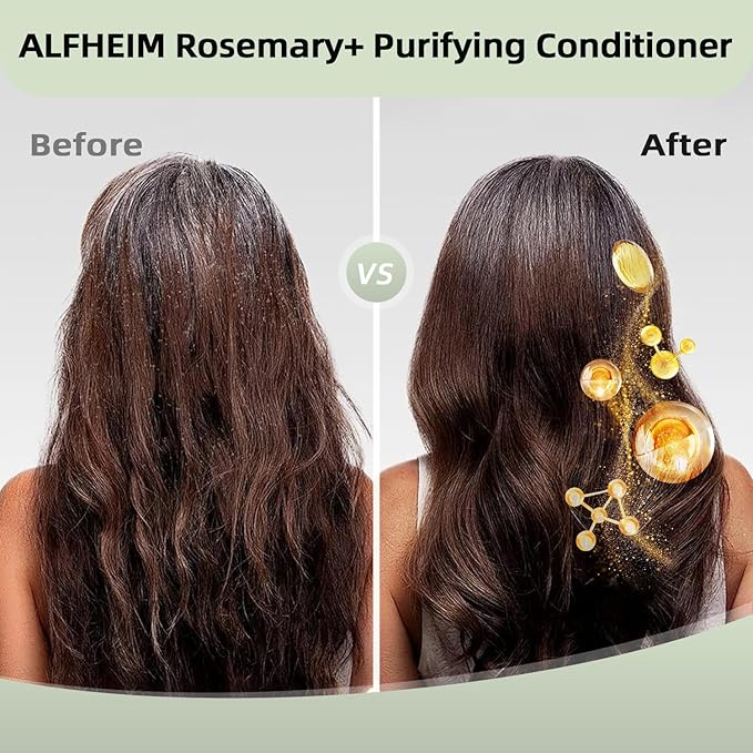ALFHEIM Rosemary+ Purifying Shampoo | Rosemary & Mint Infused | Refreshes Scalp, Removes Build-Up & Balances Oil | Gentle for Oily Hair & Sensitive Scalp | Sulfate-Free | 18 fl oz
