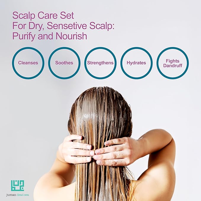 Juman Dead Sea Minerals Shampoo and Conditioner Set | Scalp Care for Dry & Sensitive Scalp | Enriched with Plant Extracts | Free from Sulfates & Parabens | Vegan | Pack of 2