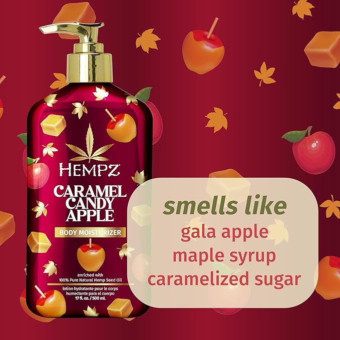 Hempz NEW Caramel Candy Apple Body Moisturizer, Body Lotion, Fall & Winter Skin Care for Men & Women, Limted Edition, 17 fl.oz.