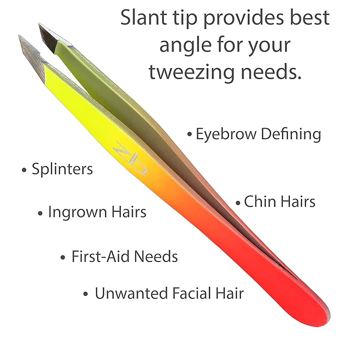 Tweezers - Limited Edition Sherbet Ombre Slant Tip - Best Tweezer for Eyebrow, Facial Hair Removal and your Precision Needs