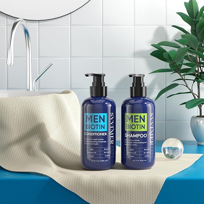 Biotin Hair Conditioner for Men - Thickening Volumizing Conditioner with Rosemary Tea Tree Oil Caffeine for Thinning Damaged Dry Hair sulfate free - 13.5 Fl Oz (Pack of 1)