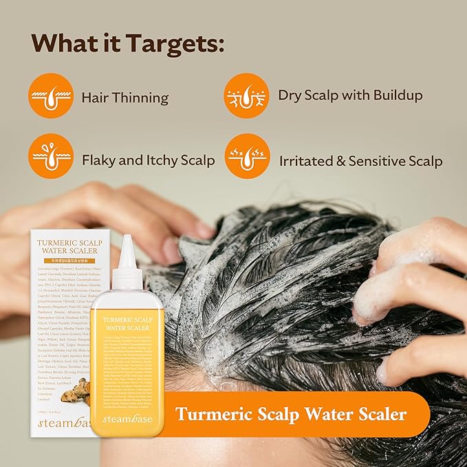 Turmeric Scalp Water Scaler | Scalp Exfoliator for Itchy Dry Scalp, Thinning Hair, Buildup Remover, Treatment for Excess Sebum Oily Greasy Hair | Korean Hair Care Products, 1.69 fl oz