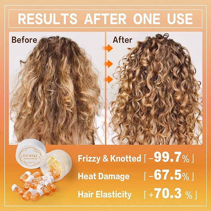 Hair Oil For Frizzy Hair With Coconut Oil - Hair Treatment For Dry Damaged Hair, Hair Perfume Oil For Curly Hair, Frizz Control Hair Care Products, Mini Bottles Hair Oil For Damaged Hair, 12pcs