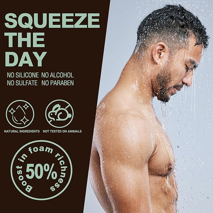 Sandalwood Men's Bath & Body Set - Shower Gel, Body Lotion, Shampoo - Self Care Gifts for Men