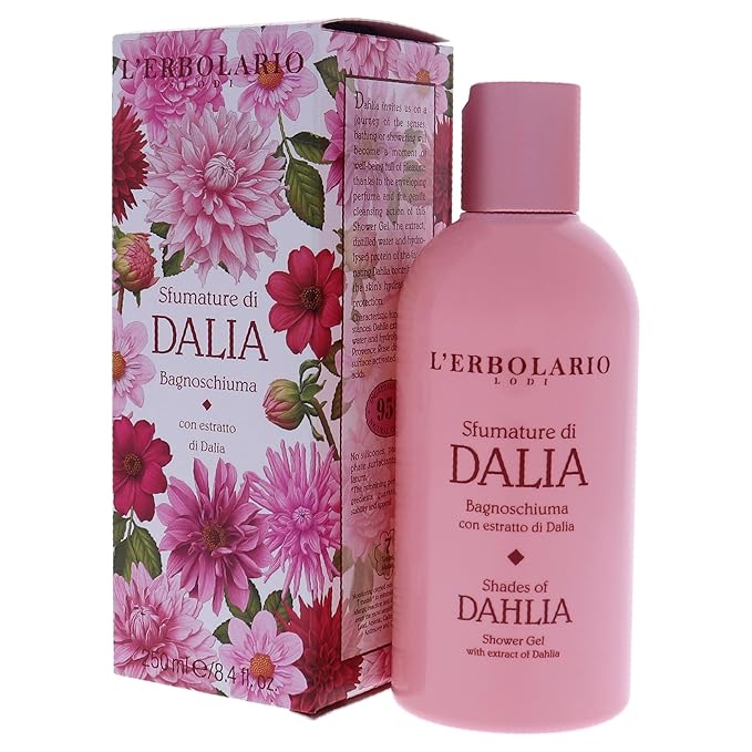L'Erbolario Shower Gel – Moisturizing Body Wash for Hydrated Skin – Softening, Protecting Floral Body Soap for Daily Use - Shades of Dahlia - 8.4 oz