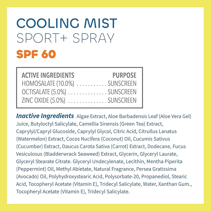 Seaweed Bath Co. Cooling Mist SPF 60 Sport Broad Spectrum Hybrid Sunscreen Spray, 6 Ounce, Sustainably Harvested Seaweed, Aloe, Peppermint