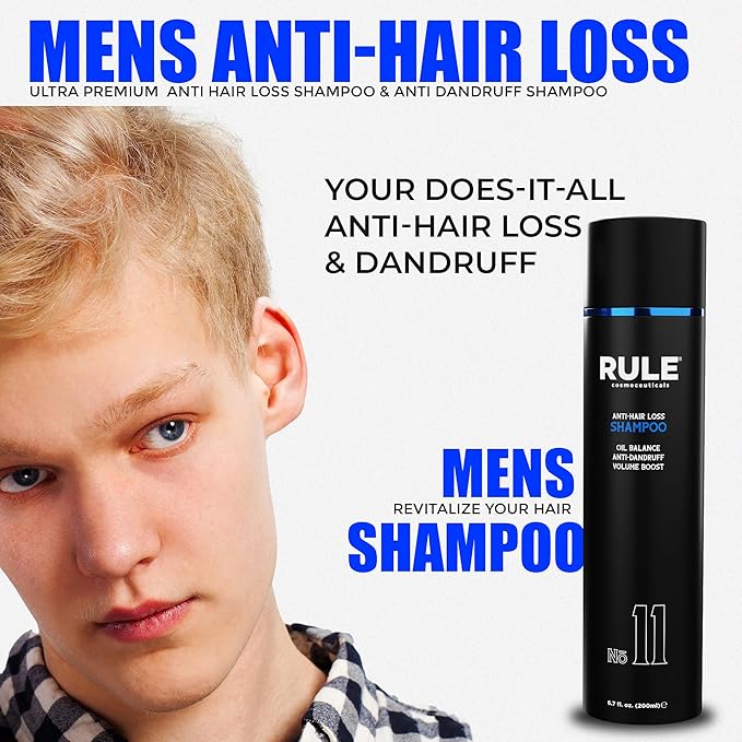 No.11 Anti-Hair Loss Shampoo for Men, DHT Blocker and Root Activator for Hair Regrowth, Anti-Dandruff & Oil Control Formula, Thickening & Strengthening for Thinning Hair - 200 mL