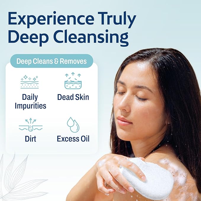 HartFelt 7 Pack Body Exfoliation Beauty Box with Body Wash Scrubber | Super Soft Exfoliating Bath Sponges for Shower Women & Men | Chemical-Free Bathing Sponge Set for Dead Skin Removal | Gift Box