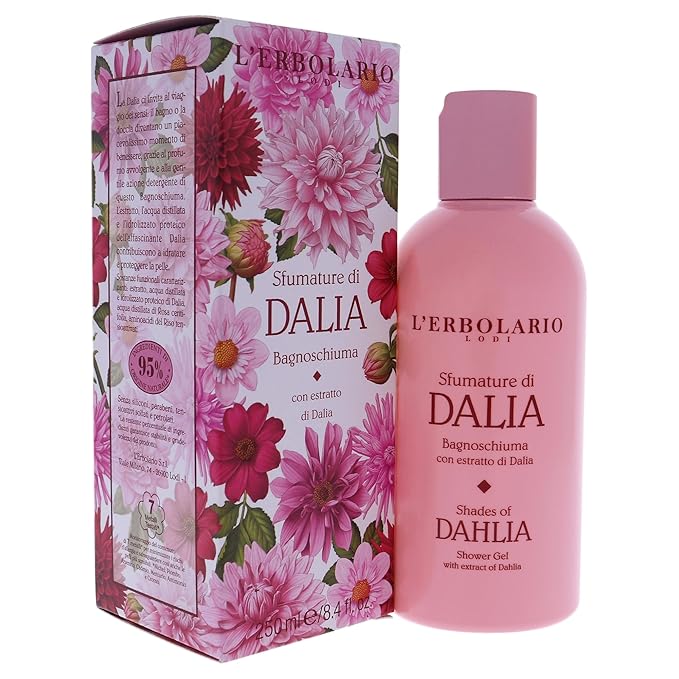 L'Erbolario Shower Gel – Moisturizing Body Wash for Hydrated Skin – Softening, Protecting Floral Body Soap for Daily Use - Shades of Dahlia - 8.4 oz